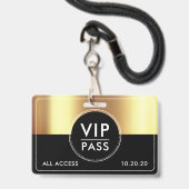 VIP All Access Event Metallic Gold Black Ausweis (Back with Lanyard)