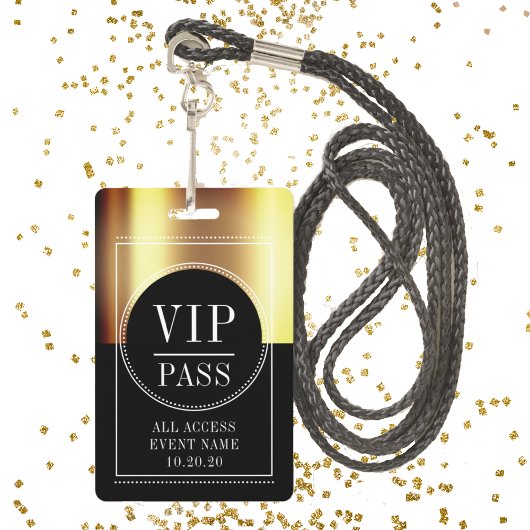 VIP All Access Event Metallic Gold Black Ausweis