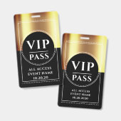 VIP All Access Event Metallic Gold Schwarz Ausweis (Vorder- & Rückseite)