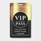 VIP All Access Event Metallic Gold Schwarz Ausweis (Vorderseite)