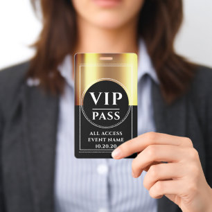 VIP All Access Event Metallic Gold Schwarz Ausweis