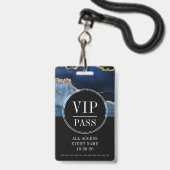 VIP All Access Event Metallic Navy Gold Agate Ausweis (Vorderseite mit Lanyard)