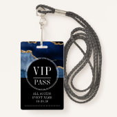 VIP All Access Event Metallic Navy Gold Agate Ausweis (Vorderseite mit Schlüsselband)
