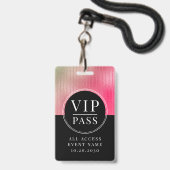 VIP All Access Event Metallic Rose Blush Schwarz Ausweis (Vorderseite mit Lanyard)