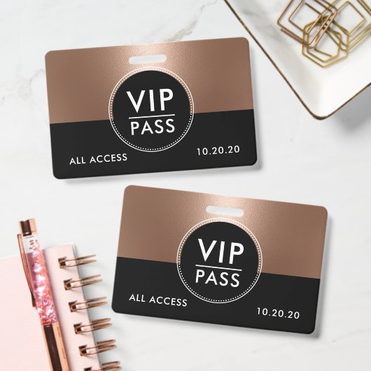 VIP All Access Event Metallic Rose Gold Ausweis (Office)