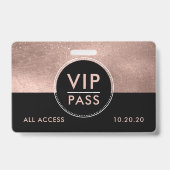 VIP All Access Event Metallic Rose Gold Glitter Ausweis (Back)