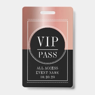 VIP All Access Event Metallic Roségold Schwarz Ausweis
