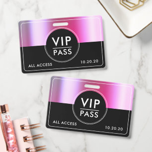 VIP All Access Event Metallic Silber Schwarz Ausweis
