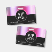 VIP All Access Event Metallic Silber Schwarz Ausweis (Vorder- & Rückseite)
