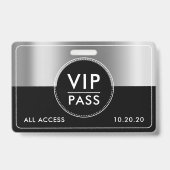 VIP All Access Event Metallic Silver Black Ausweis (Front)