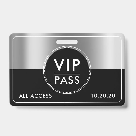 VIP All Access Event Metallic Silver Black Ausweis (Front)