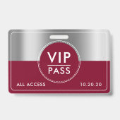 VIP All Access Event Metallic Silver Burgundy Ausweis (Back)