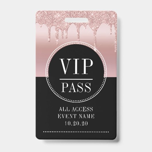 VIP All Access Event Metallische Rose Gold Black Ausweis (Vorderseite)