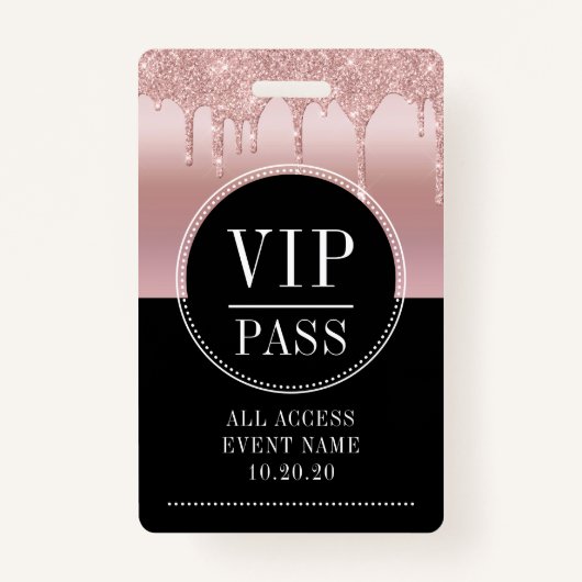 VIP All Access Event Metallische Rose Gold Black Ausweis (Vorderseite)
