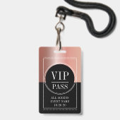 VIP All Access Event Metallische Rose Gold Black Ausweis (Vorderseite mit Lanyard)