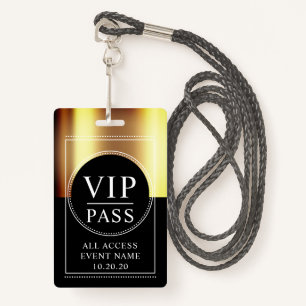 VIP All Access Event Metallisches Gold Black Abzei Ausweis