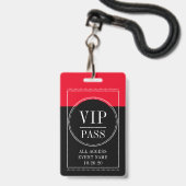 VIP All Access Event Red Black Abzeichen Ausweis (Vorderseite mit Lanyard)