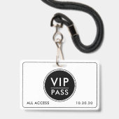 VIP All Access Event Schwarz Weiß Ausweis (Vorderseite mit Lanyard)