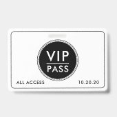 VIP All Access Event Schwarz Weiß Ausweis (Vorderseite)