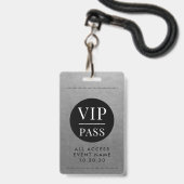 VIP All Access Event Silver Metallic Foil Gold Ausweis (Vorderseite mit Lanyard)