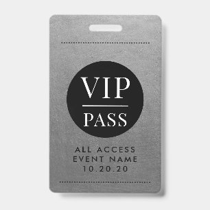 VIP All Access Event Silver Metallic Foil Gold Ausweis