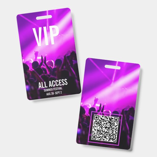 VIP All Access Festival-Ausweis QR Code Ausweis (Vorder- & Rückseite)