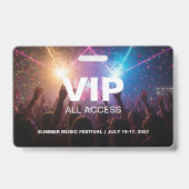 VIP All Access Konzert | Backstage Pass Fest Ausweis (Vorderseite)