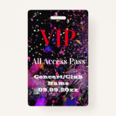 VIP All Access Name Concept Club Party Red  Ausweis (Vorderseite)