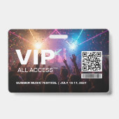 VIP All Access Pass Abzeichen-Vorlage mit QR-Code Ausweis (Rückseite)