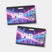 VIP All Access Pass Abzeichen Vorlage Neon Glow Ausweis (Vorder- & Rückseite)
