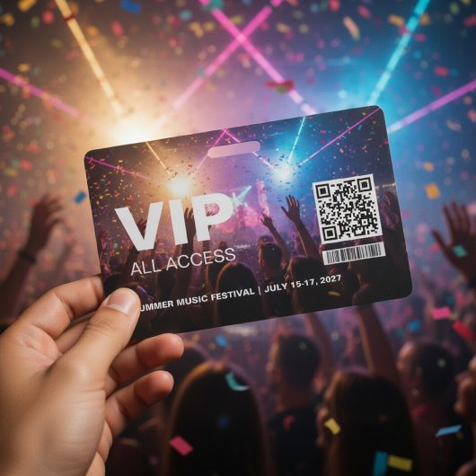 VIP All Access Pass Badge Template with QR Code  Ausweis