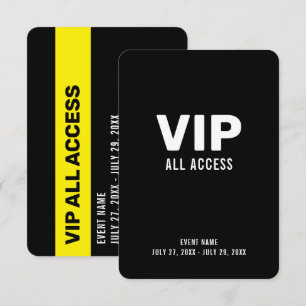 VIP All Access Pass Event ID Abzeichen 3.5" x 5" Einladung