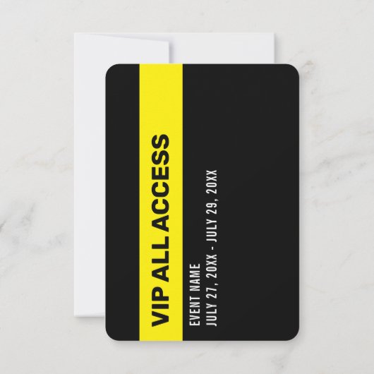 VIP All Access Pass Event ID Abzeichen 3.5" x 5" Einladung (Rückseite)