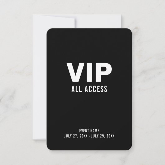 VIP All Access Pass Event ID Abzeichen 3.5" x 5" Einladung (Vorderseite)