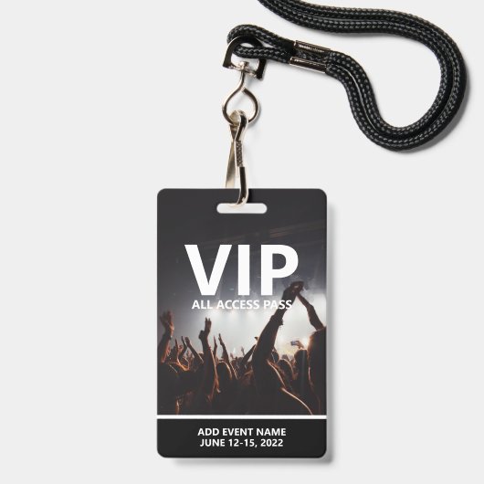 VIP All Access Pass Konzert Veranstaltung Personal Ausweis (Vorderseite mit Lanyard)