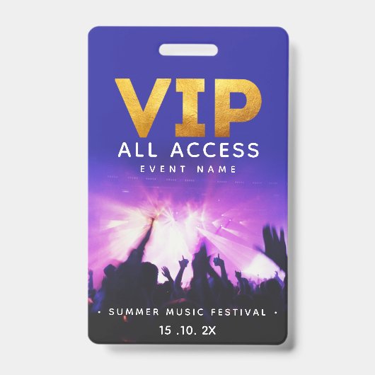 VIP All Access Pass Konzertfestival Ausweis (Vorderseite)