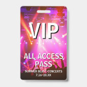 VIP All Access Pass Konzertveranstaltung Ausweis (Vorderseite)