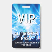 VIP All Access Pass Konzertveranstaltung Ausweis (Rückseite)