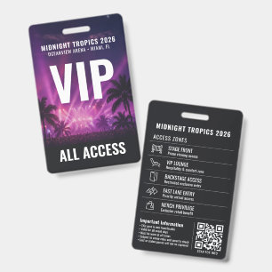 VIP All Access Pass Minimalist Schwarz Event Kunst Ausweis