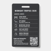 VIP All Access Pass Minimalist Schwarz Event Kunst Ausweis (Rückseite)