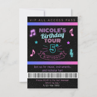 VIP All Access Pass Musik-Geburtstagsfeier-Einladu