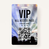 VIP All Access Pass QR Code Concert Ausweis (Vorderseite)