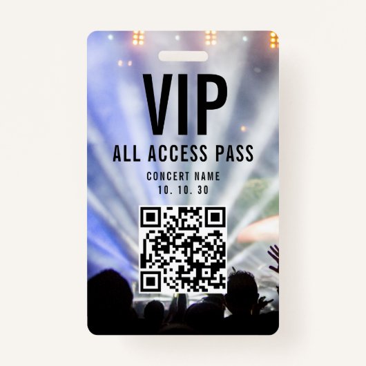 VIP All Access Pass QR Code Concert Ausweis (Vorderseite)