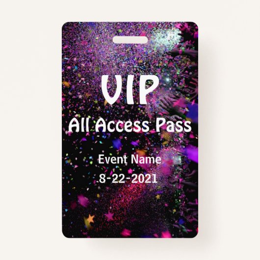 VIP All Access Pass Vertikales Abzeichen anpassen Ausweis (Vorderseite)