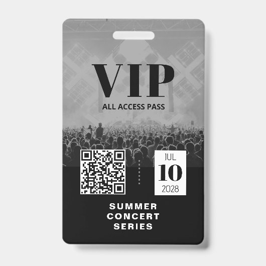 VIP All Access QR-Code-Eventabzeichen Ausweis (Vorderseite)