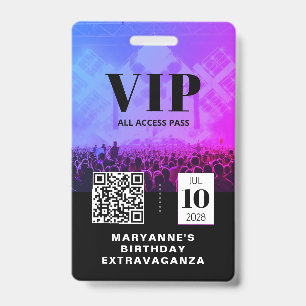VIP Alle Access QR Code Geburtstag Ausweis