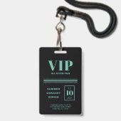 VIP Alle Zugang schwarz Türkis Ausweis (Vorderseite mit Lanyard)