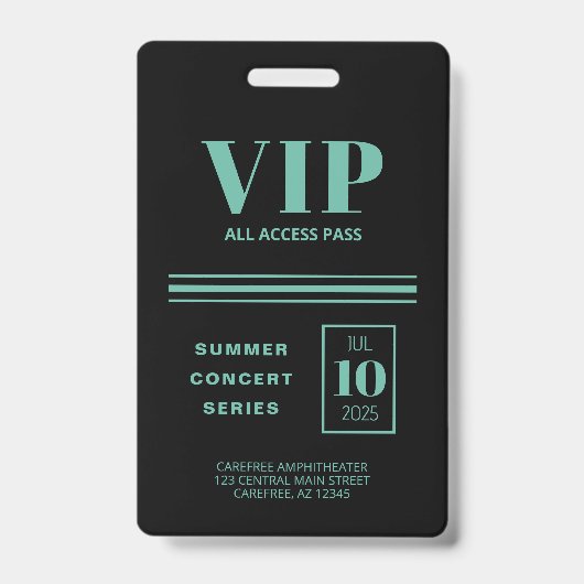 VIP Alle Zugang schwarz Türkis Ausweis (Vorderseite)
