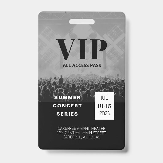 VIP Aller Zugriff Multi Date Concert Abzeichen Ausweis (Vorderseite)