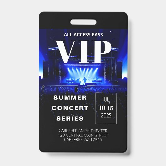 VIP Backstage Pass QR Code Concept Abzeichen Ausweis (Vorderseite)